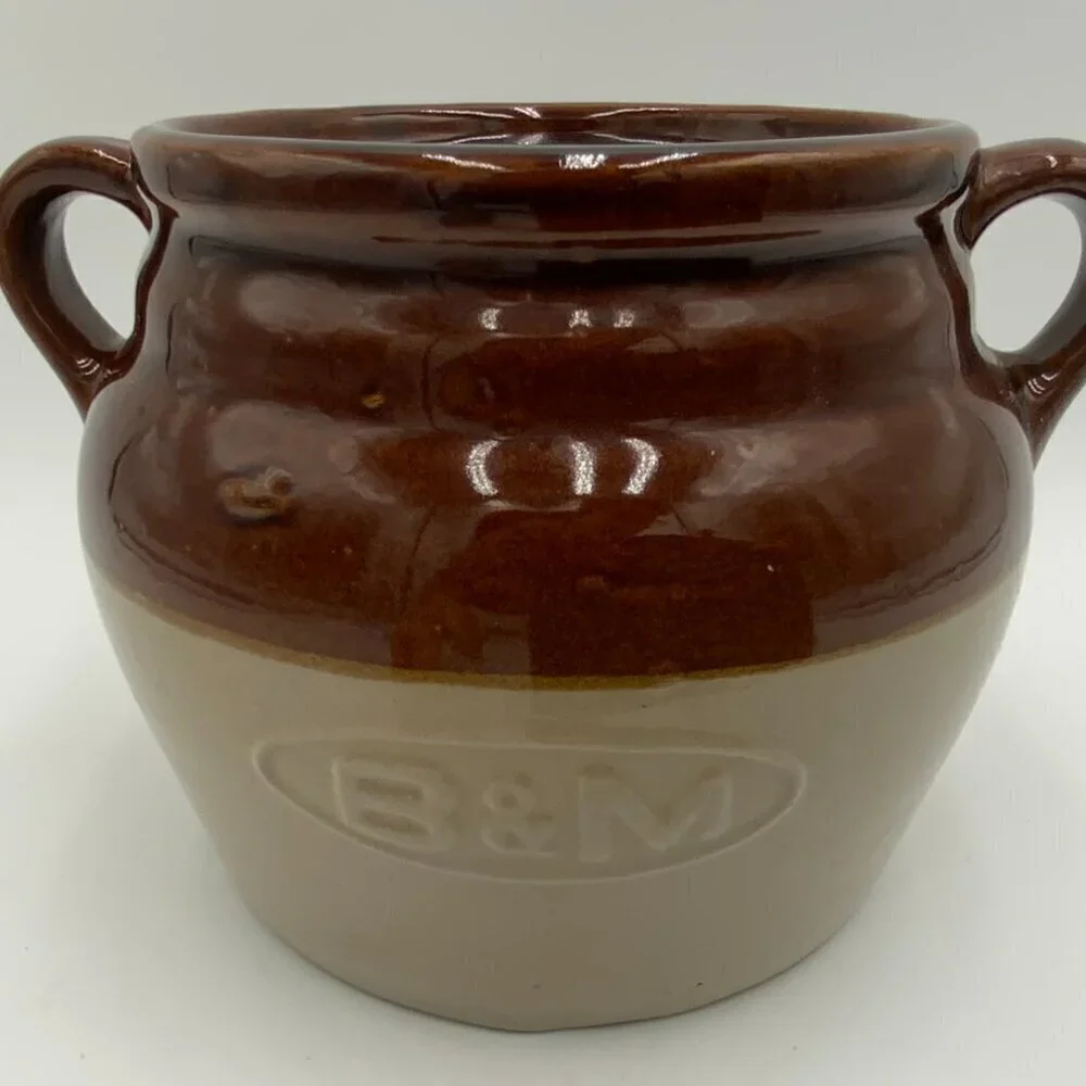 Vintage B & M Baked Beans Stoneware Bean Pot Only Brown Tan 0606 USA